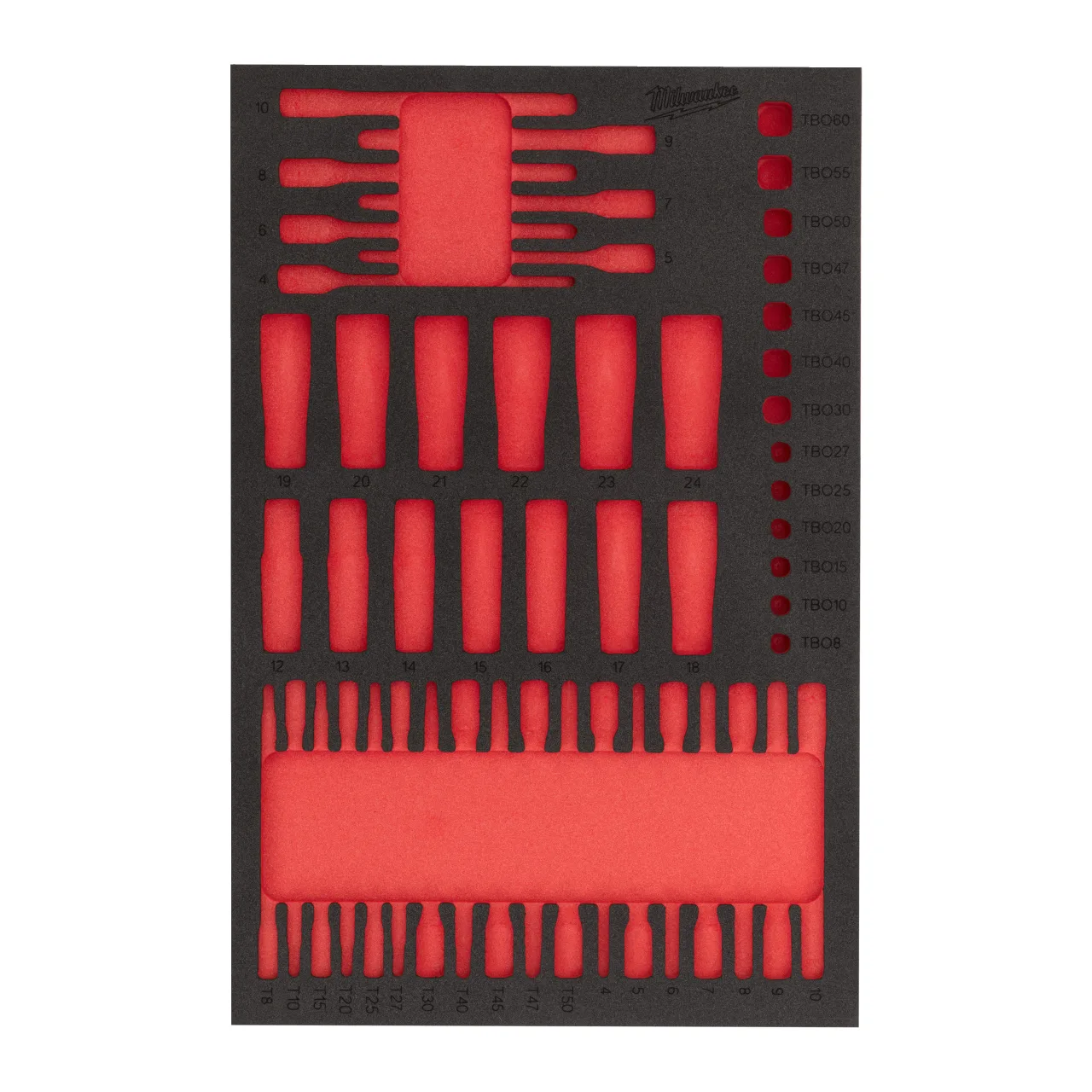 1/4'', 3/8'' and 1/2'' Socket and Bit Long/Std Socket Set Foam Insert Module vide servante douilles et embouts 1/4", 3/8" et 1/2" 51 pcs