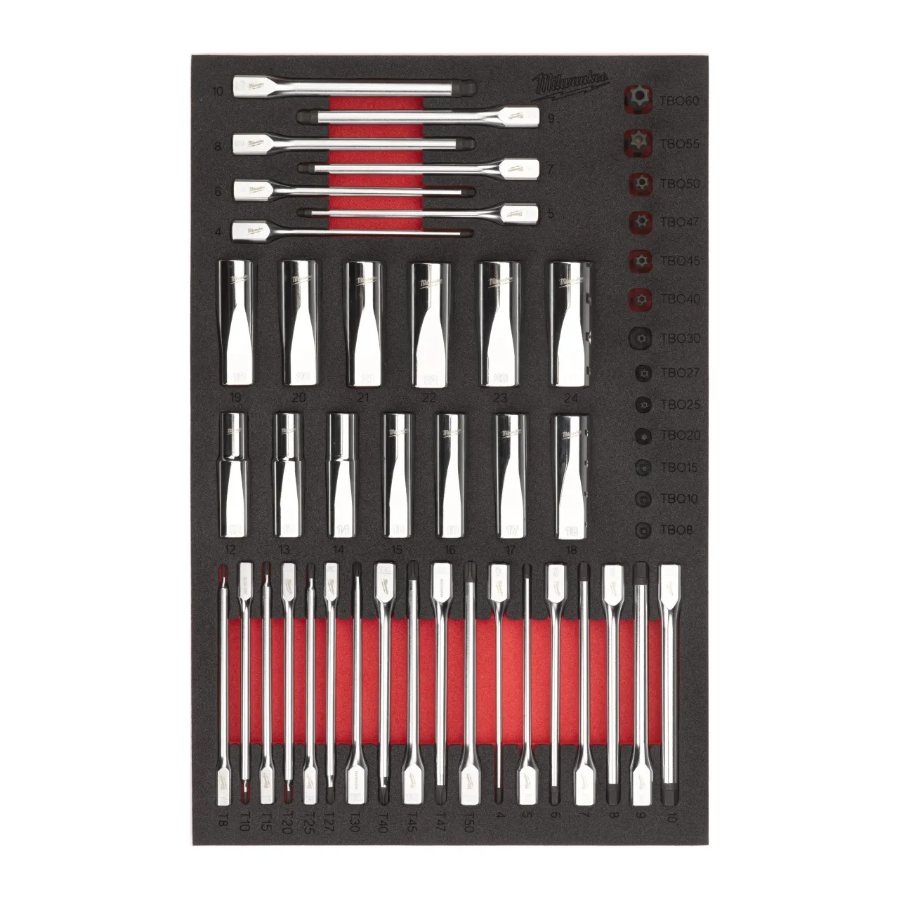 1/4'', 3/8'' and 1/2'' Socket and Bit Long/Std Socket Set Foam Insert Module servante douilles et embouts 1/4", 3/8" et 1/2" 51 pcs