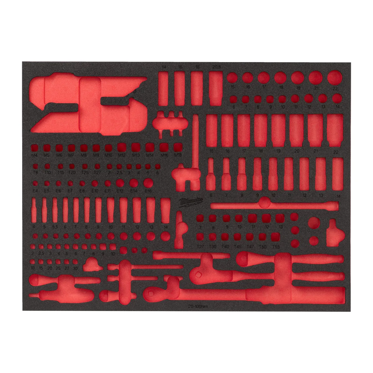 1/4'' and 3/8'' Ratchet, Socket and Bit Socket Foam Insert Module vide servante Cliquets et douilles 1/4", 3/8" 171 pcs