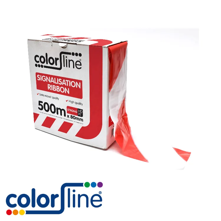 COLOR LINE Ruban de signalisation - STRONG, blanc-rouge, carton de déroulement - 80 mm x 500 m