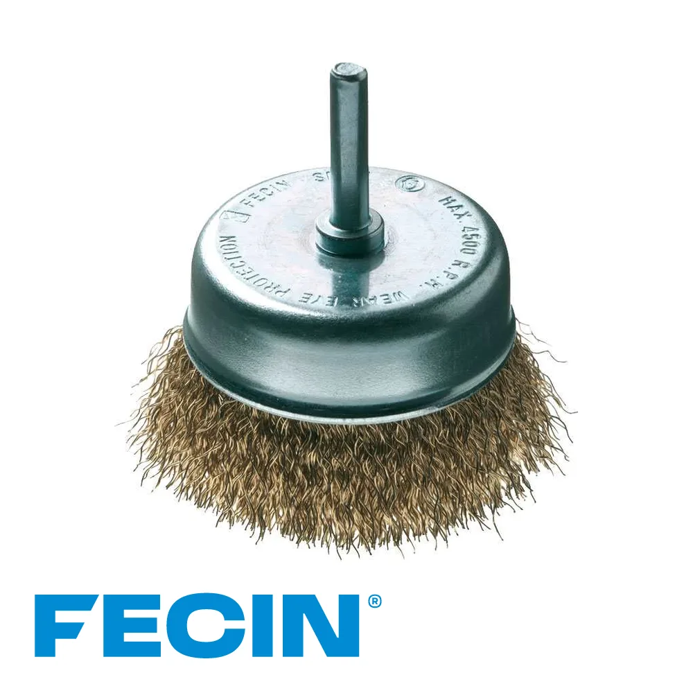 Brosse boisseau - type TA, tige 6 mm, laitonné, 0,30 mm, vrac - Ø 50 mm - FECIN