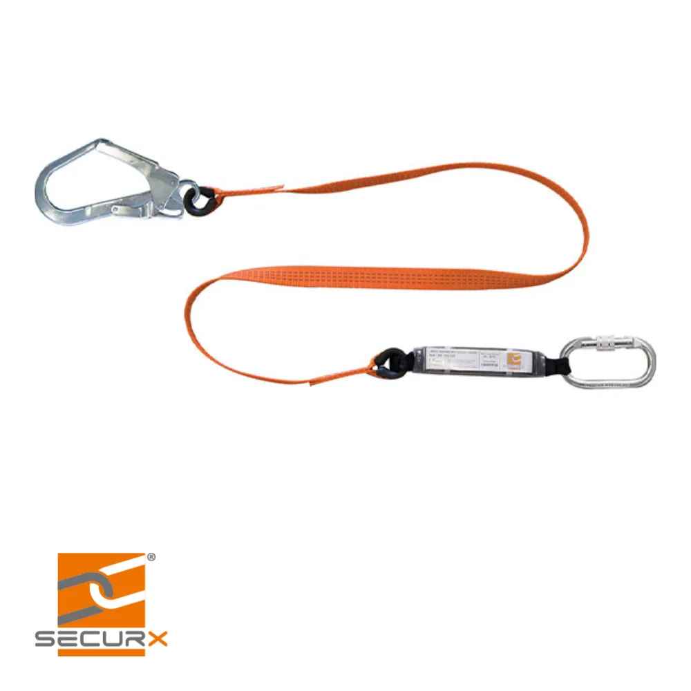 SECURX Longe - avec absorbeur de choc, corde PA, incl. mousqueton SH10, SH15 - 2 m