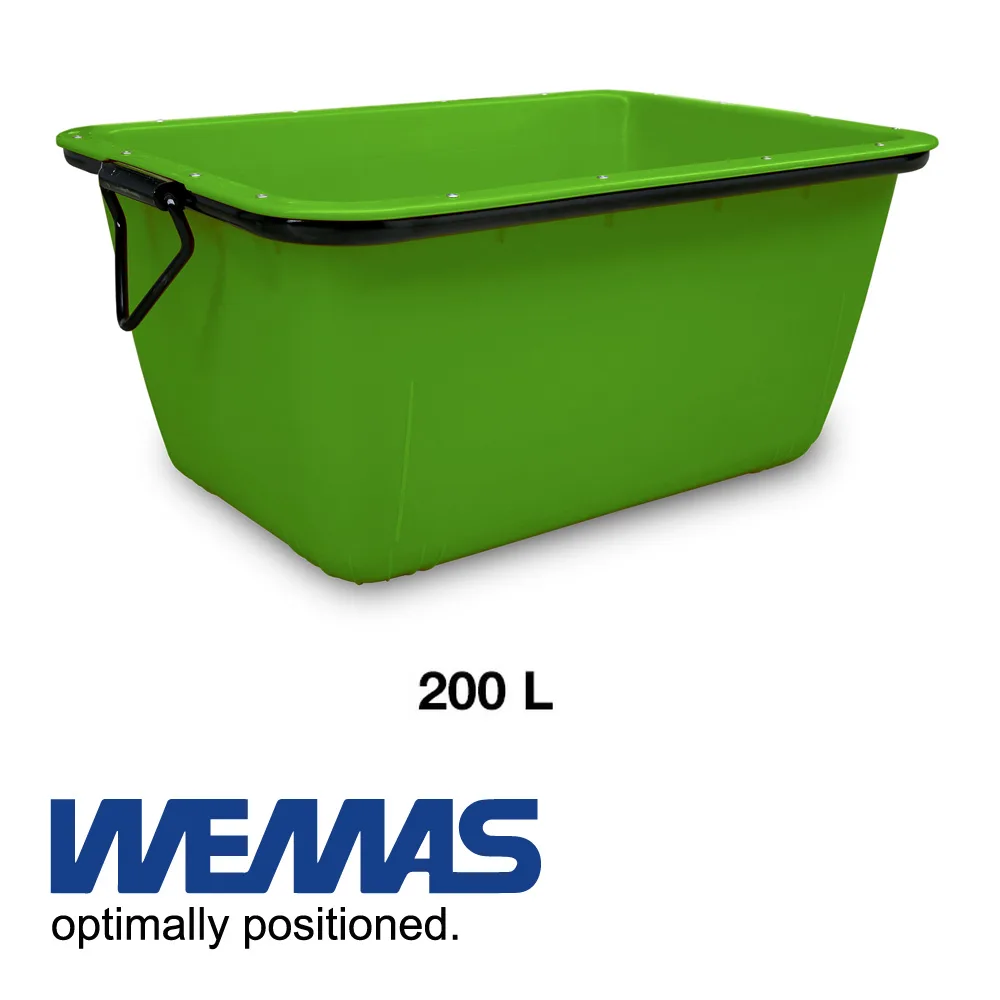 Auge à mortier - rectangulaire, grutable, GS-TÜV 700 kg, rouge - 200 L - WEMAS