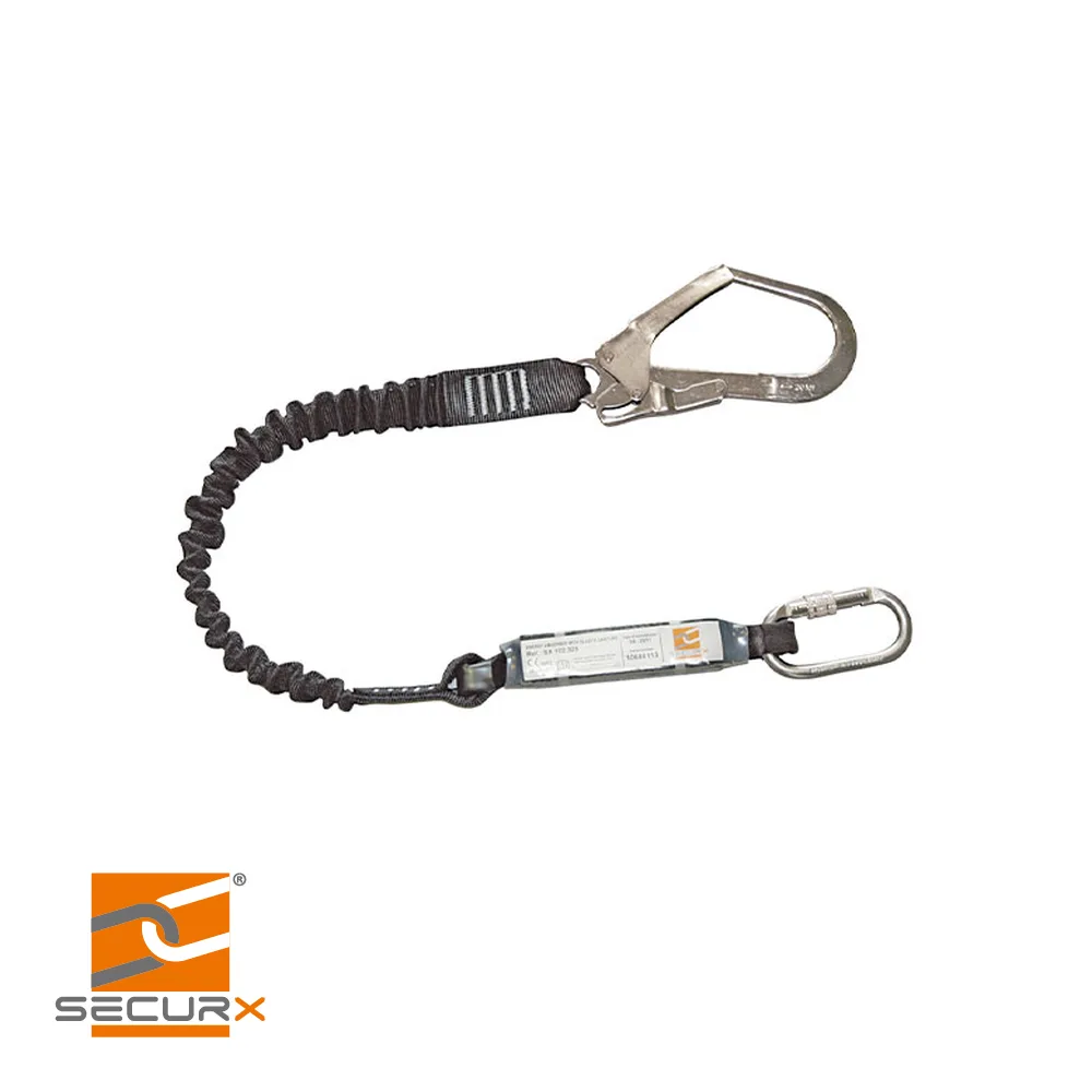 SECURX Longe - élastique, avec absorbeur de choc, corde PA, incl. mousqueton SH10, SH15 - 1,5 m